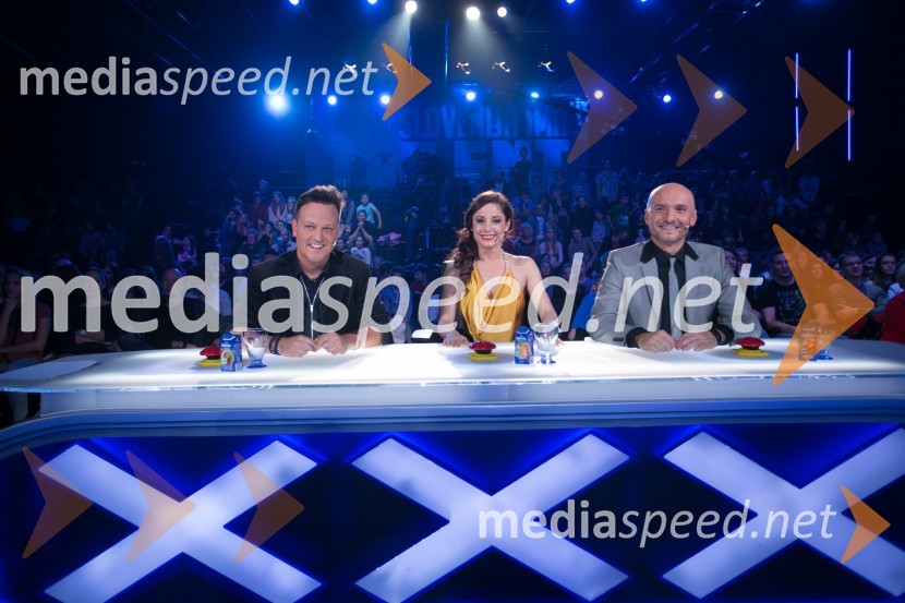  Rok Golob, glasbenik;  Ana Klašnja, balerina;  Branko Čakarmiš,  programski direktor Pro PlusaSlovenija ima talent 2014, tretja polfinalna oddaja