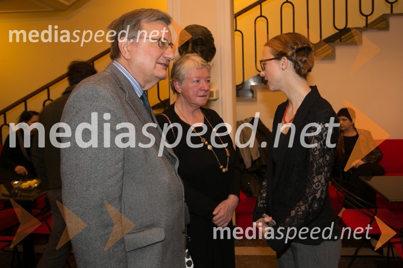 Slavko Pezdir, kritik; mag. Barbara Petrovič, vodja marketinga in odnosov za javnostmi SLG CeljeVorkšop na Moljera, premiera SLG Celje