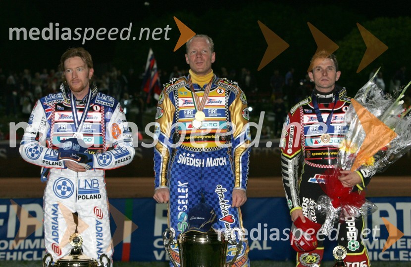 Jason Crump, Avstralija; Tony Rickardsson, Švedska in Leigh Adams, AvstralijaSPEEDWAY, Speedway Grand Prix - VN Italije 2005 dirka