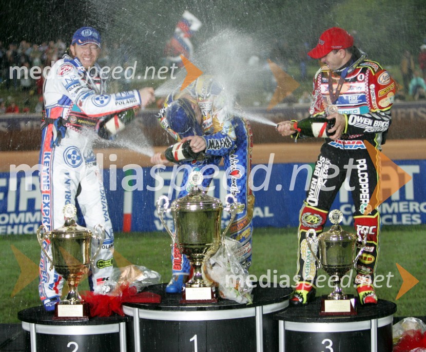 Jason Crump, Avstralija; Tony Rickardsson, Švedska in Leigh Adams, AvstralijaSPEEDWAY, Speedway Grand Prix - VN Italije 2005 dirka