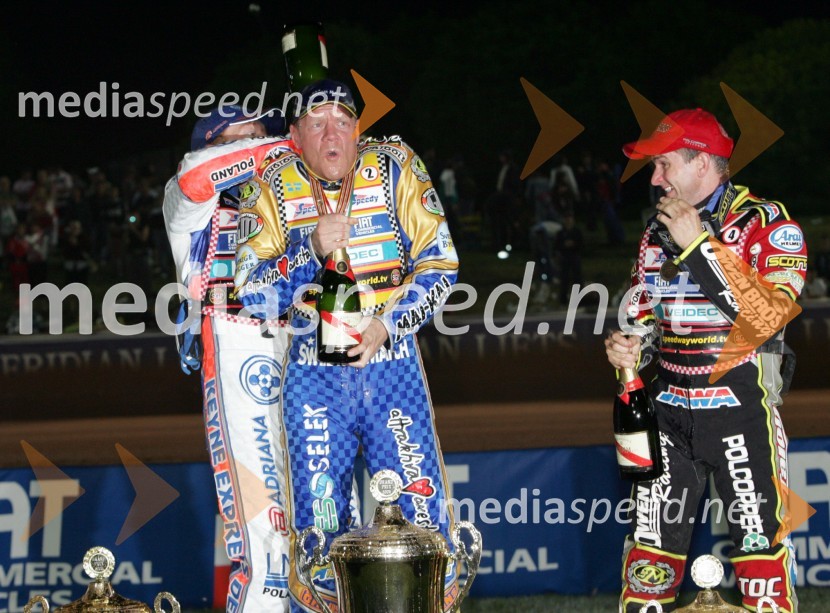 Jason Crump, Avstralija; Tony Rickardsson, Švedska in Leigh Adams, AvstralijaSPEEDWAY, Speedway Grand Prix - VN Italije 2005 dirka