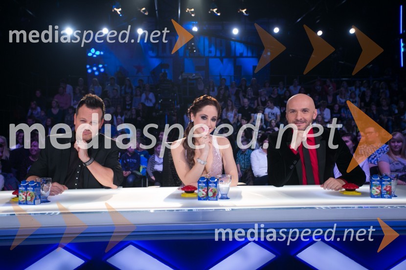  Rok Golob, glasbenik;  Ana Klašnja, balerina;  Branko Čakarmiš,  programski direktor Pro PlusaSlovenija ima talent 2014, četrta polfinalna oddaja