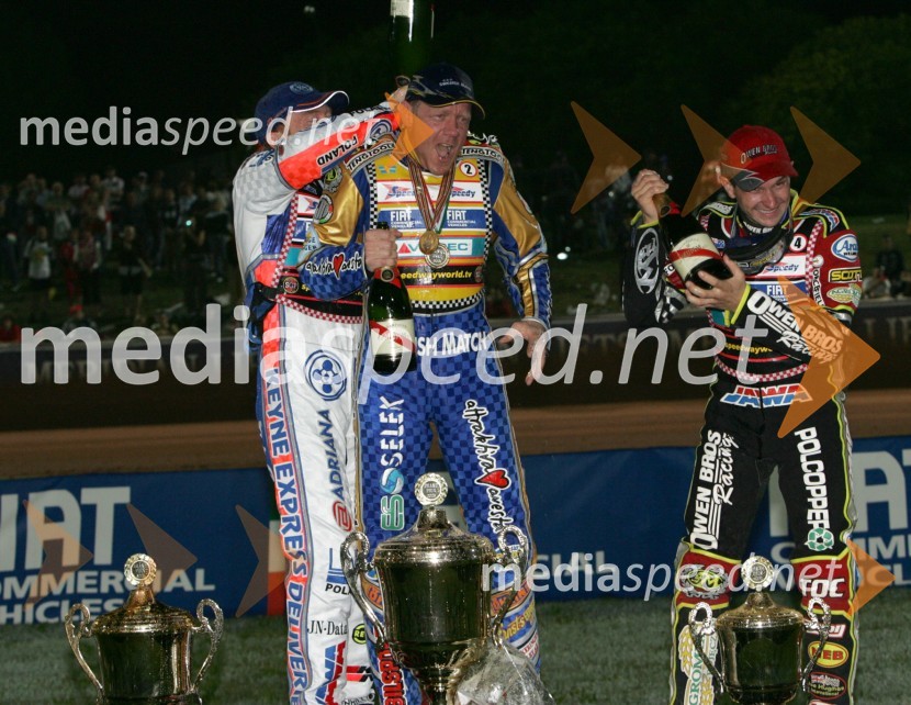 Jason Crump, Avstralija; Tony Rickardsson, Švedska in Leigh Adams, AvstralijaSPEEDWAY, Speedway Grand Prix - VN Italije 2005 dirka