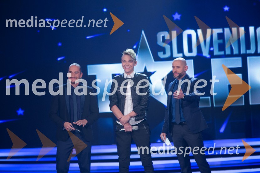  Vid  Valič, voditelj;  Matej Hribernik, Blue Man;  Peter Poles, voditeljSlovenija ima talent 2014, četrta polfinalna oddaja