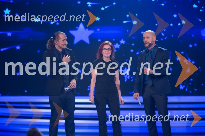  Vid  Valič, voditelj;  Marija  Kopljar;  Peter Poles, voditeljSlovenija ima talent 2014, četrta polfinalna oddaja