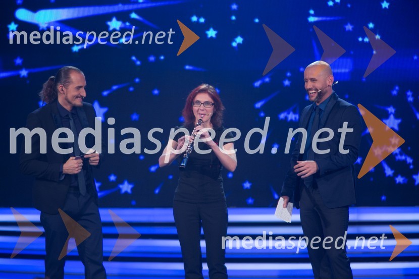  Vid  Valič, voditelj;  Marija  Kopljar;  Peter Poles, voditeljSlovenija ima talent 2014, četrta polfinalna oddaja