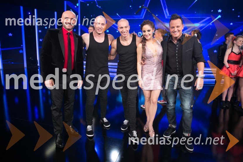  Branko Čakarmiš,  programski direktor Pro Plusa;  Blaž Slanič;  Filip Kržišnik;  Ana Klašnja, balerina;  Rok Golob, glasbenikSlovenija ima talent 2014, četrta polfinalna oddaja