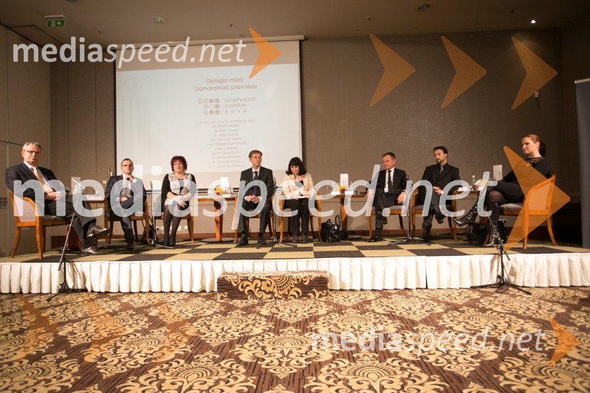 dr. Marko Pavliha, pravnik; dr.  Matej Avbelj, pravnik;  Vlasta Nussdorfer, varuhinja človekovih pravic; prof. dr. Miro Cerar, predsednik vlade Republike Slovenije; dr.  Janja  Hojnik, pravnica;  Franci Matoz, odvetnik; dr. Andraž Teršek, pravnik;  Nina Zidar Klemenčič, odvetnica10 najvplivnejših pravnikov, podelitev priznanj