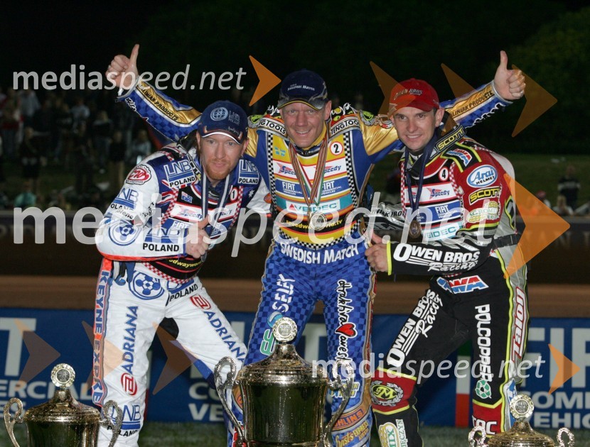 Jason Crump, Avstralija; Tony Rickardsson, Švedska in Leigh Adams, AvstralijaSPEEDWAY, Speedway Grand Prix - VN Italije 2005 dirka