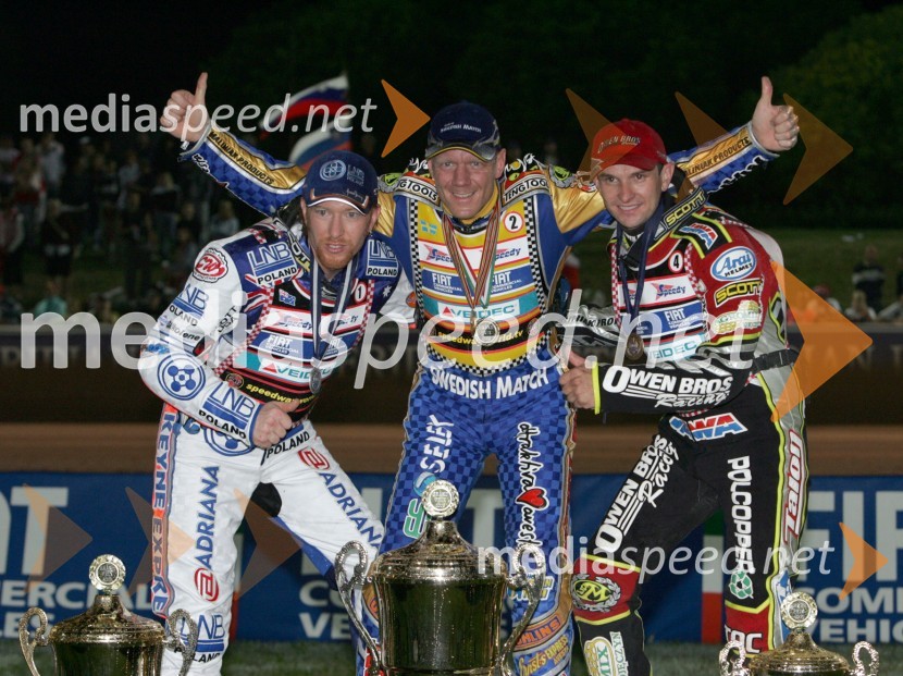 Jason Crump, Avstralija; Tony Rickardsson, Švedska in Leigh Adams, AvstralijaSPEEDWAY, Speedway Grand Prix - VN Italije 2005 dirka
