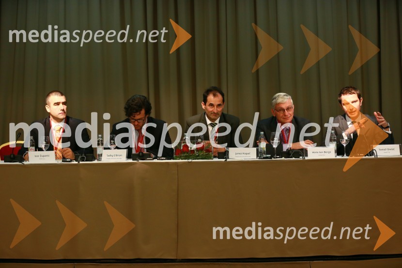  Ivor Zupanić, direktor HROTE;  Tadhg  O'Briain, Direktorat za energetske trge, Evropska komisija ;  Janez Kopač, direktor Energy Community Secretariat;  Hans ten Berge, generalni sekretar združenja Eureletric;  Tomaž Orešič, predsedujoči konferenci Energija 14, direktor razvoja VaasaETTEnergija14, 10. mednarodna konferenca o energiji