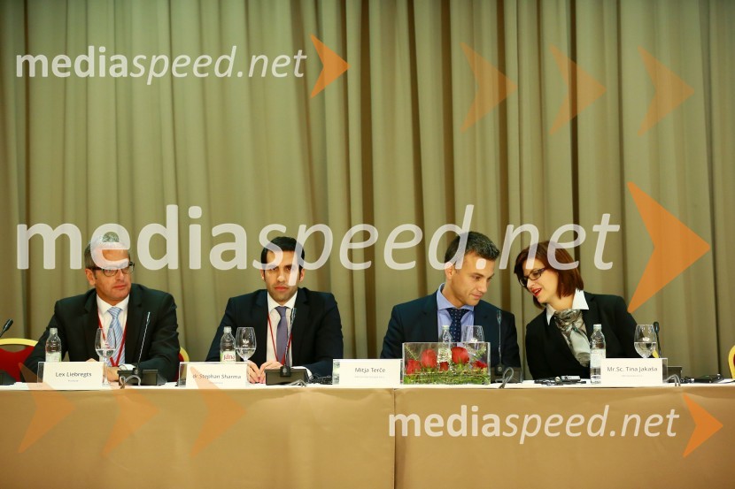  Lex Liebregts, Pricewise; dr.  Stephan Sharma, Verbund; mag. Mitja Terče, direktor Elektro Celje Energija; mag.  Tina Jakaša, direktorica HEP OpskrbaEnergija14, 10. mednarodna konferenca o energiji