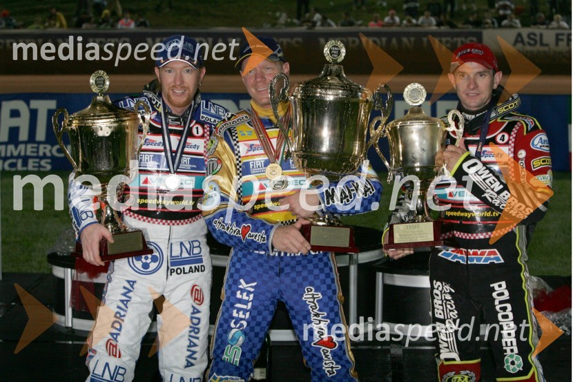 Jason Crump, Avstralija; Tony Rickardsson, Švedska in Leigh Adams, AvstralijaSPEEDWAY, Speedway Grand Prix - VN Italije 2005 dirka