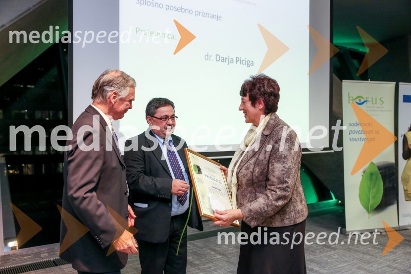 ddr. Matjaž Mulej, Predsednik Strokovno-organizacijskega odbora nagrade Horus;  Boris Jesih, podpredsednik ocenjevalne komisije za nagrado Horus 2014 ; dr.  Darja  Piciga, doktorica psiholoških znanostiPodelitev nagrad družbene odgovornosti HORUS
