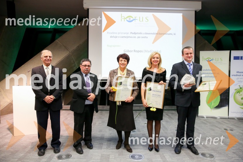 ddr. Matjaž Mulej, Predsednik Strokovno-organizacijskega odbora nagrade Horus;  Boris Jesih, podpredsednik ocenjevalne komisije za nagrado Horus 2014 ; dr.  Darja  Piciga, doktorica psiholoških znanosti;  Edita Cetinski Malnar, televizijska urednica in novinarka;  Gábor  Ropos, podjetnik Podelitev nagrad družbene odgovornosti HORUS