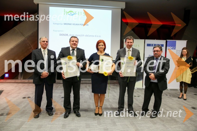 ddr. Matjaž Mulej, Predsednik Strokovno-organizacijskega odbora nagrade Horus; mag. Božo Emeršič, predsednik uprave Grawe Zavarovalnice d.d.;  Mateja  Hauser, direktorica Dosor Radenci;  Michele Leonardi,  izvršni direktor poslovanja IBM Slovenija;  Boris Jesih, podpredsednik komisijePodelitev nagrad družbene odgovornosti HORUS