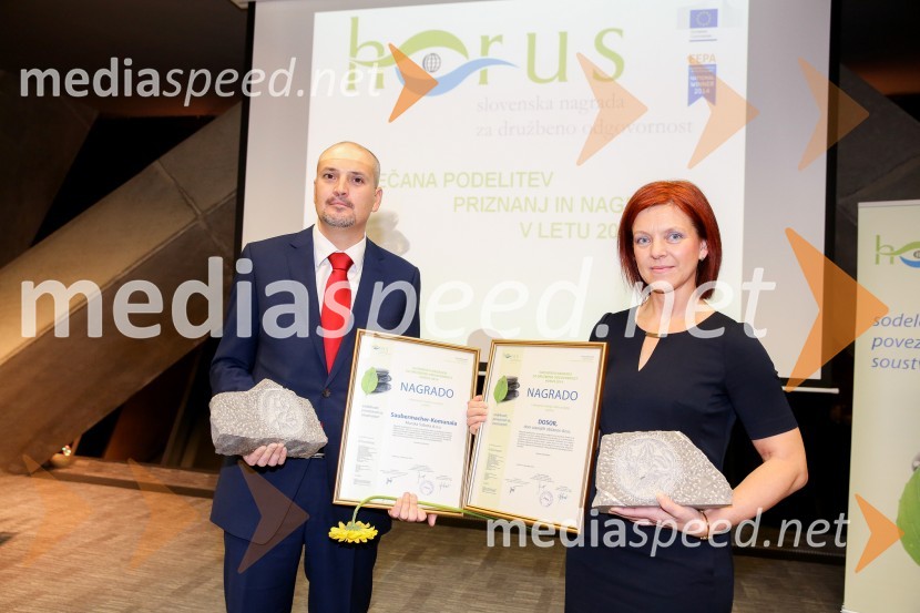  Drago Dervarič, direktor, Saubermacher Komunala Murska Sobota;  Mateja  Hauser, direktorica Dosor RadenciPodelitev nagrad družbene odgovornosti HORUS
