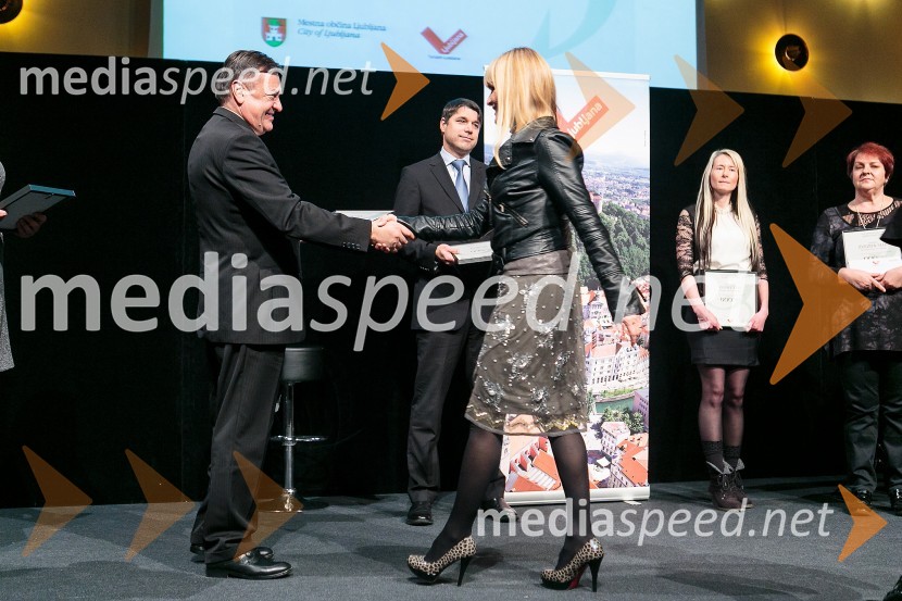  Zoran Janković, župan MOL, predsednik PS;  Dada  Jerovšek, Kaval GroupLjubljanska kakovost 2015, podelitev priznanj