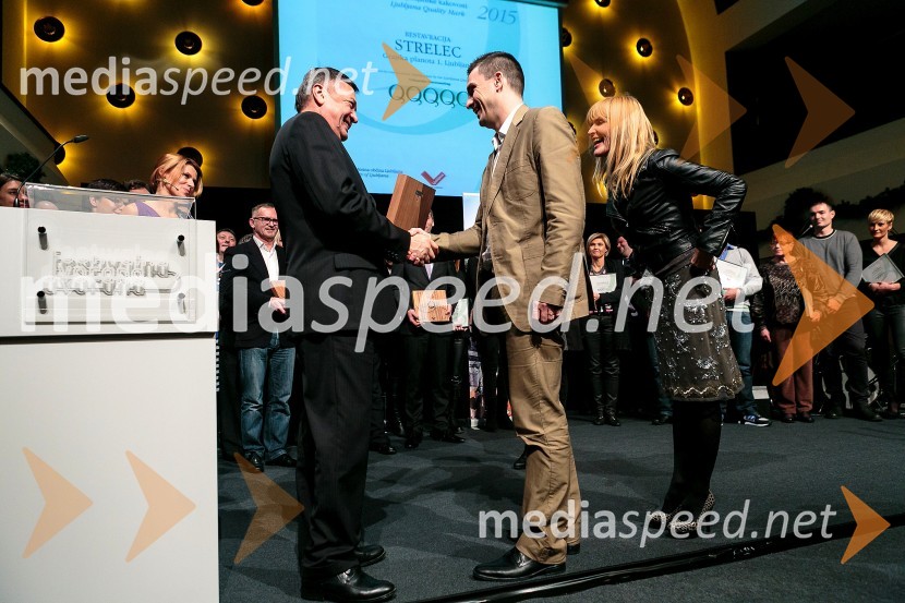  Zoran Janković, župan MOL, predsednik PS;  Igor Jagodic, kuharski mojster;  Dada  Jerovšek, Kaval GroupLjubljanska kakovost 2015, podelitev priznanj