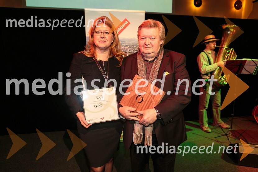  Katja Mihelič, direktorica blagovnice Maxi;  Andrej Kuhar, šef, restavracija MaximLjubljanska kakovost 2015, podelitev priznanj
