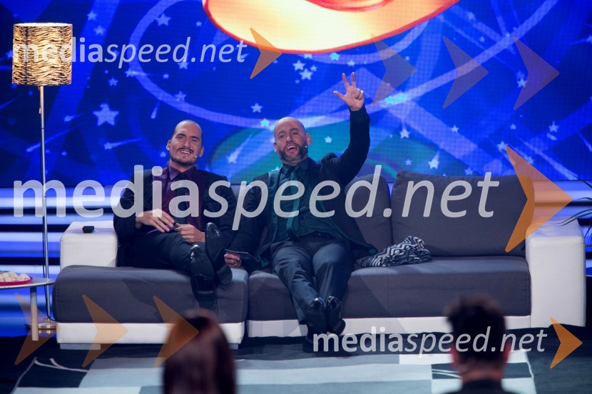  Vid  Valič, voditelj;  Peter Poles, voditeljSlovenija ima talent 2014, peta polfinalna oddaja