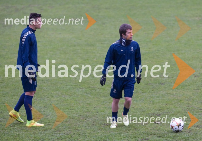  Soares Arghus, nogometaš, NK Maribor;  Damjan Bohar, nogometaš, NK MariborTrening in novinarska konferenca  NK Maribor pred tekmo z FC Schalke