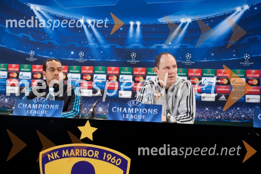  Marcos  Tavares, nogometaš NK Maribor;  Ante  Šimundža, trener NK MariborTrening in novinarska konferenca  NK Maribor pred tekmo z FC Schalke