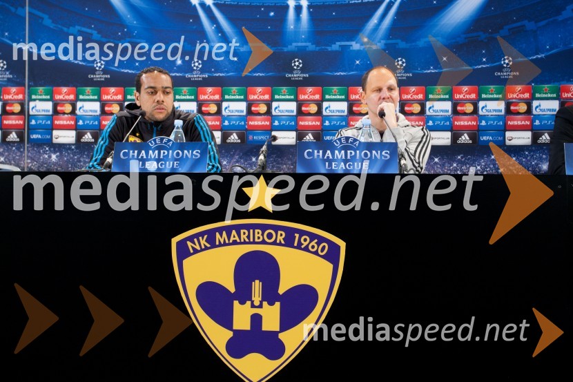  Marcos  Tavares, nogometaš NK Maribor;  Ante  Šimundža, trener NK MariborTrening in novinarska konferenca  NK Maribor pred tekmo z FC Schalke