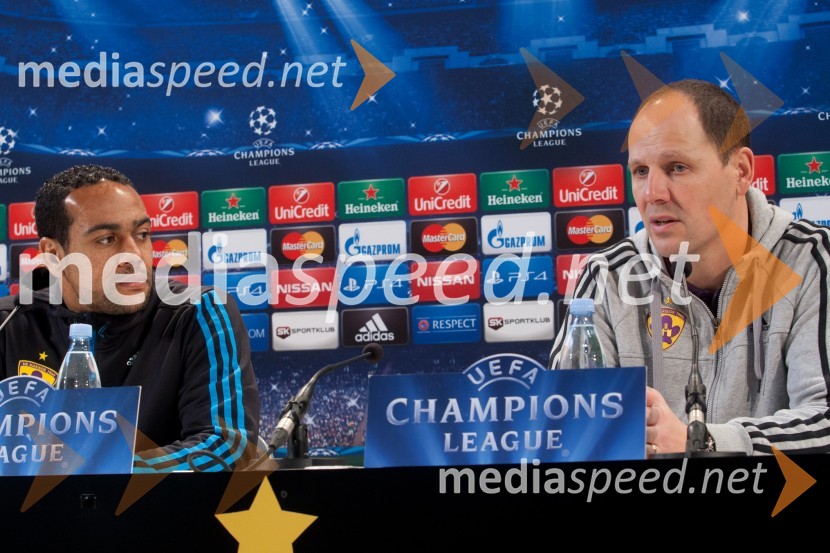  Marcos  Tavares, nogometaš NK Maribor;  Ante  Šimundža, trener NK MariborTrening in novinarska konferenca  NK Maribor pred tekmo z FC Schalke