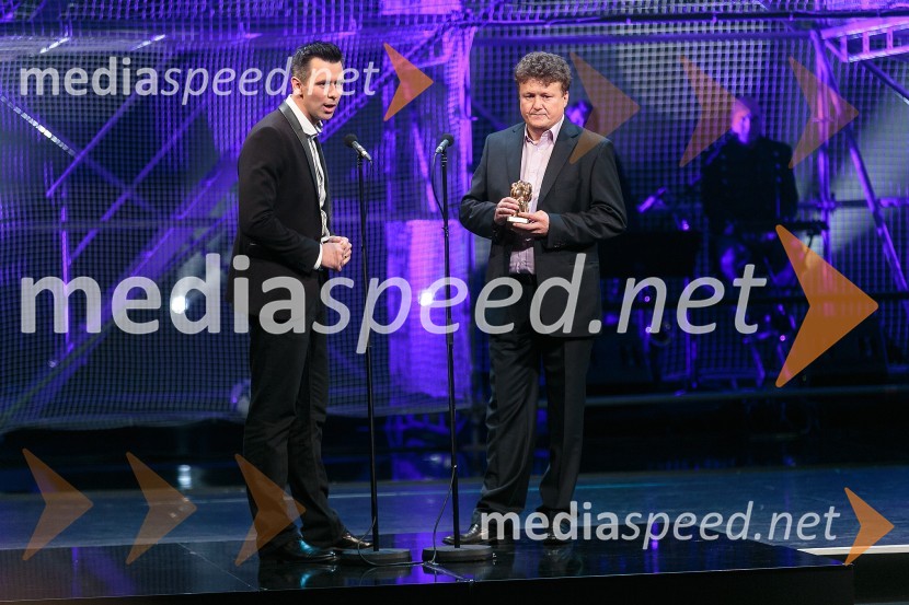  Gregor Peternel, novinar, RTV Slovenija;  Emil Božnar,  predsednik Tekaškega smučarskega kluba Merkur KranjŠportnik leta 2014