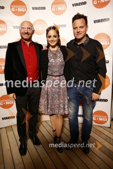  Branko Čakarmiš,  programski direktor Pro Plusa;  Ana Klašnja, balerina;  Rok Golob, glasbenikVikendovi Gongi popularnosti, podelitev 2014