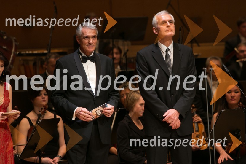  Slobodan Sibinčič , generalni sekretar Evropskega združenja poslovnih medijev, predsednik uprav GV skupine, predsednik sveta Managerskih koncertov;  Branko Rožič, direktor Količevo KartonManagerski koncert 2014