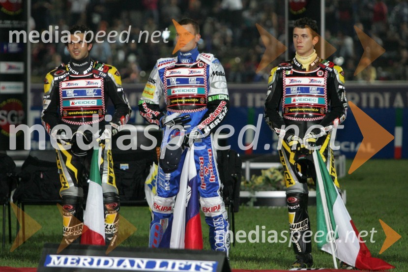 Simone Terenzani, Italija; Matej Žagar, Slovenija in Daniele Tessari, ItalijaSPEEDWAY, Speedway Grand Prix - VN Italije 2005 dirka
