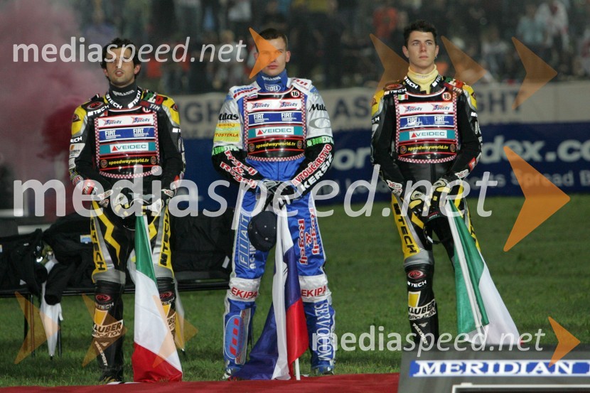 Simone Terenzani, Italija; Matej Žagar, Slovenija in Daniele Tessari, ItalijaSPEEDWAY, Speedway Grand Prix - VN Italije 2005 dirka