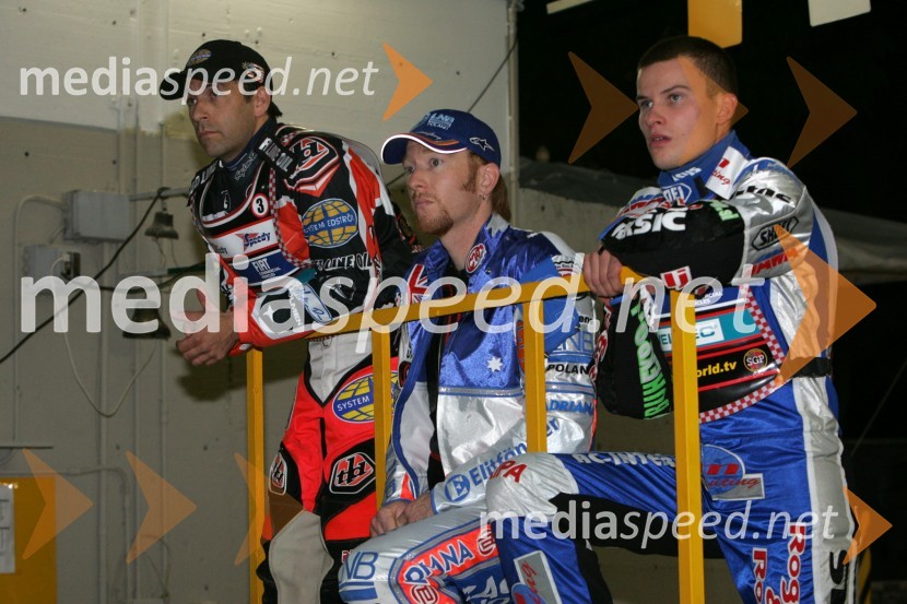Greg Hancock, ZDA; Jason Crump, Avstralija in Matej Žagar, SlovenijaSPEEDWAY, Speedway Grand Prix - VN Italije 2005 dirka