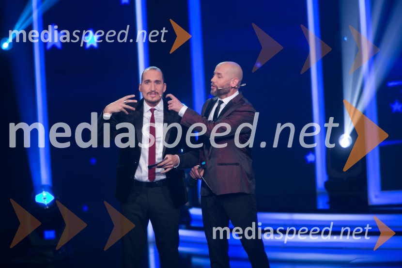  Vid  Valič, voditelj;  Peter Poles, voditeljJana Šušteršič je zmagovalka showa Slovenija ima talent 2014