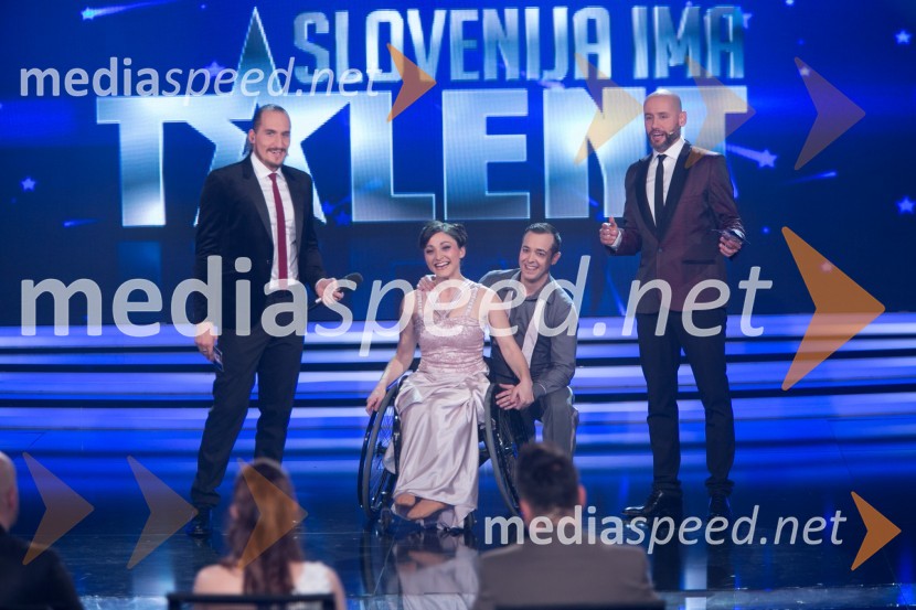  Vid  Valič, voditelj;  Barbara  Šamperl, plesalka;  Klemen  Pirman, plesalec;  Peter Poles, voditeljJana Šušteršič je zmagovalka showa Slovenija ima talent 2014