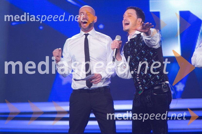  Peter Poles, voditelj;  Blaž Švab, pevec, skupina ModrijaniJana Šušteršič je zmagovalka showa Slovenija ima talent 2014