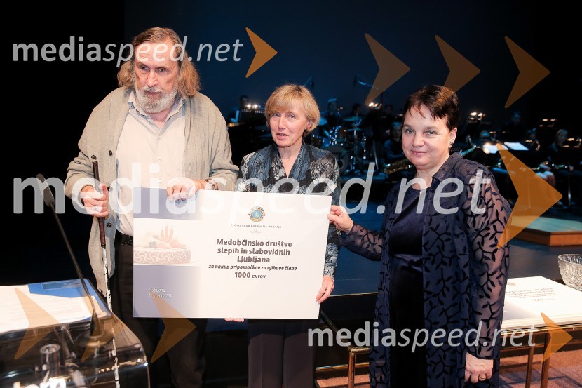  Luj Šprohar, Medobčinska zveza slepih in slabovidnih Ljubljana;  Zdenka Tomažič, Medobčinsko društvo slepih in slabovidnih Ljubljana;  Vida  Petrovčič, novinarka, TV voditeljica, predsednica Lions klub Ljubljana18. Veliki dobrodelni Lions ples