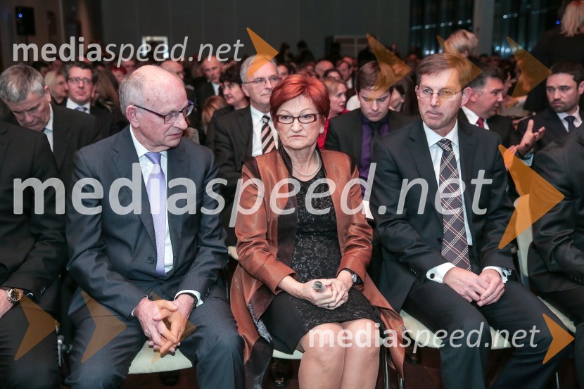  Arnold Walravens, profesor IEDC; prof. dr.  Danica  Purg,  direktorica IEDC Poslovna šola Bled;  Miroslav Cerar, nekdanji gimnastičar Mlada managerka 2014 je Tanja Skaza