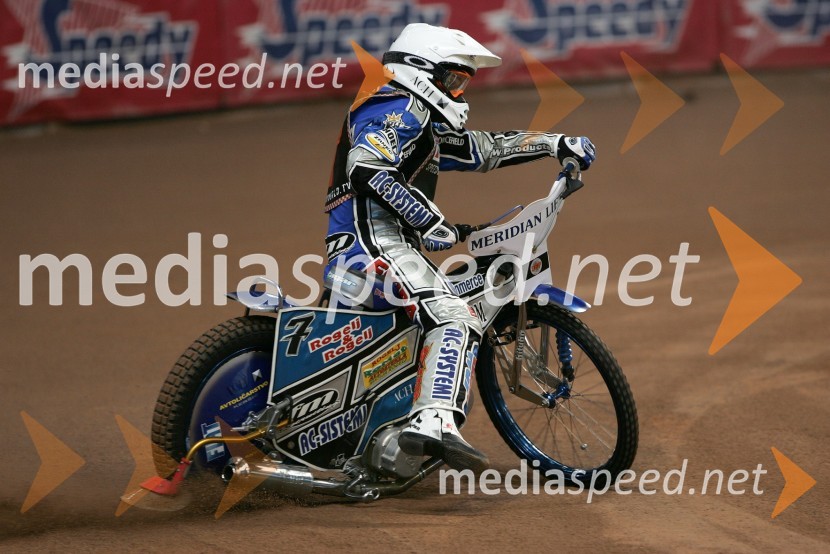 Matej Žagar, padec na treninguSPEEDWAY GRAND PRIX, VN Velike Britanije 2007, trening