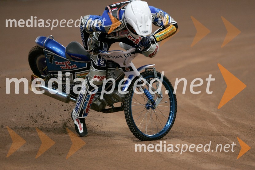 Matej Žagar, padec na treninguSPEEDWAY GRAND PRIX, VN Velike Britanije 2007, trening