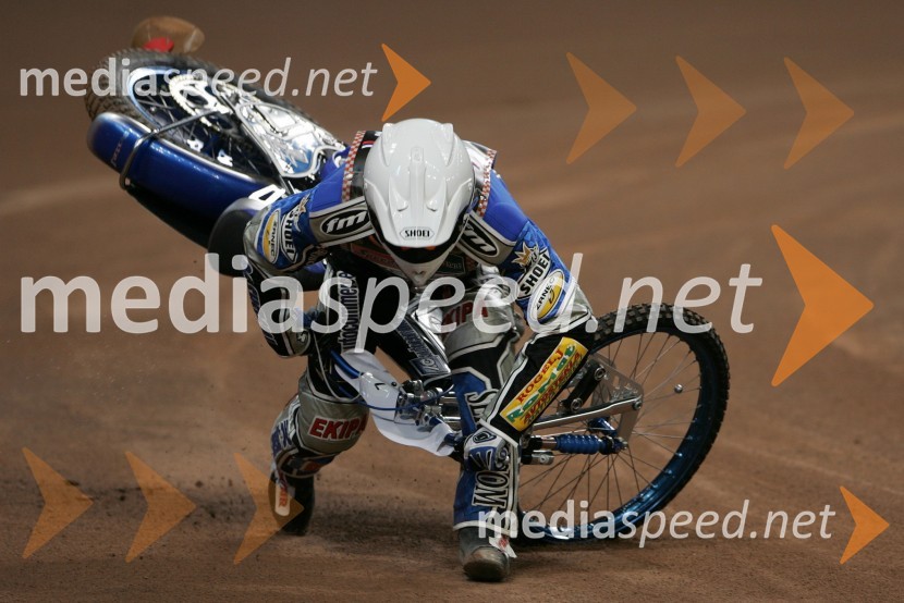 Matej Žagar, padec na treninguSPEEDWAY GRAND PRIX, VN Velike Britanije 2007, trening