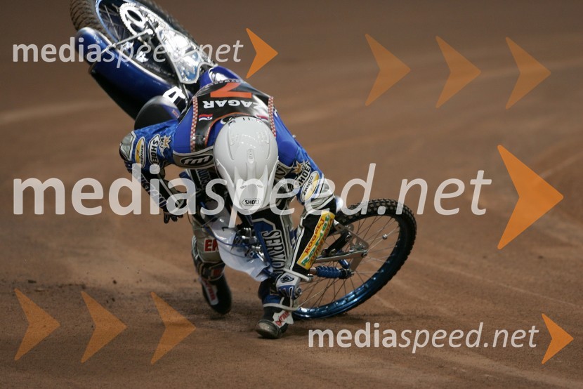 Matej Žagar, padec na treninguSPEEDWAY GRAND PRIX, VN Velike Britanije 2007, trening