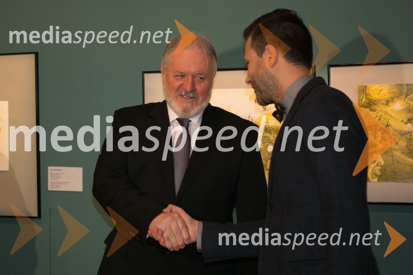 prof. dr. Janez Bogataj, predsednik Upravnega odbora Prešernovega sklada;  Jure Pukl, glasbenikPrešernova proslava ob kulturnem prazniku 2015