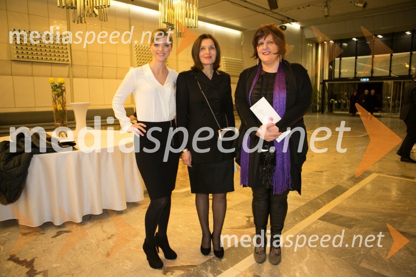  Živa Rogelj, TV voditeljica; mag. Breda Pečovnik, direktorica kongresno komercialne dejavnosti Cankarjev dom;  Uršula Cetinski, direktorica, Cankarjev domPrešernova proslava ob kulturnem prazniku 2015