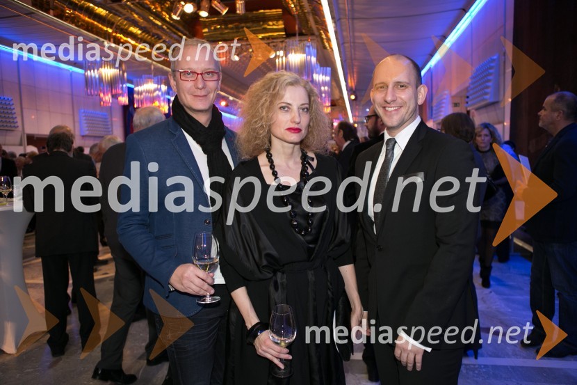  Uroš Smolej, igralec;  Hermina Kovačič, svetovalka za odnose z javnostmi, Festival Ljubljana;  Gregor Jagodič, svetovalec predsednika vladePrešernova proslava ob kulturnem prazniku 2015