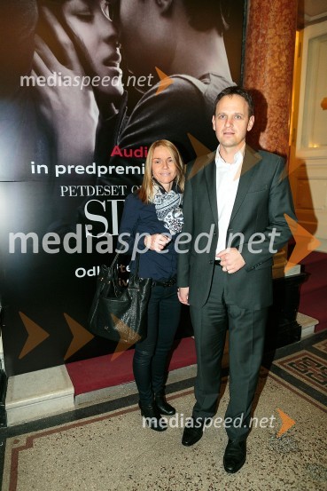  Mirjam Bolta;  Franci Bolta, direktor znamke Audi pri podjetju Porsche Slovenija d.o.o.Petdeset odtenkov sive, VIP predpremiera filma