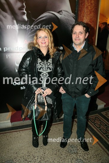  Ljudmila Bogataj, marketing Audi, Porsche Slovenija;  Niko Bogataj, varnostnik skupine Joker OutPetdeset odtenkov sive, VIP predpremiera filma