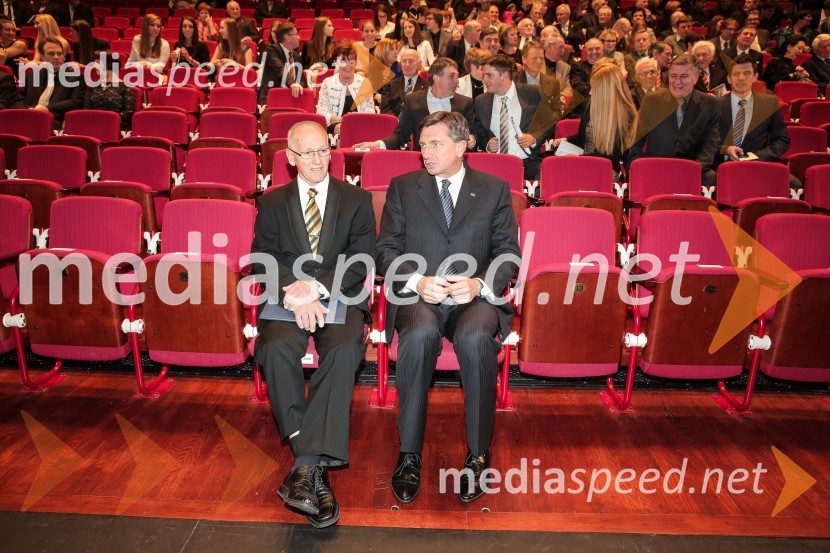  Miroslav Cerar, nekdanji gimnastičar, predsednik Odbora za podeljevanje Bloudkovih priznanj;  Borut Pahor, predsednik Republike Slovenije50. podelitev Bloudkovih priznanj za leto 2014